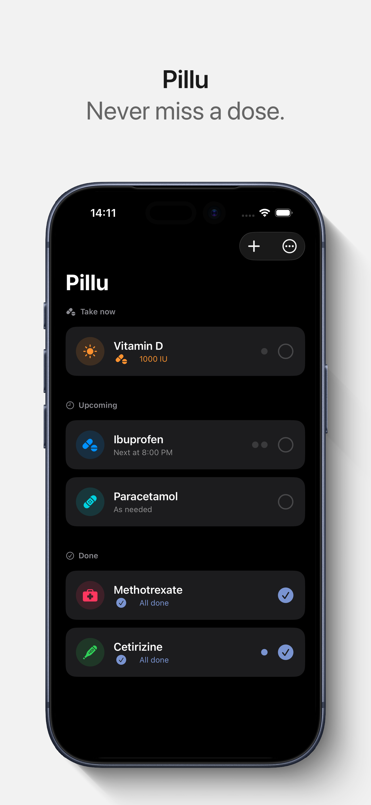 Pillu — Never miss a dose.